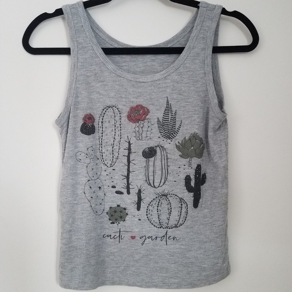 Gray Cactus Succulent Garden tank top